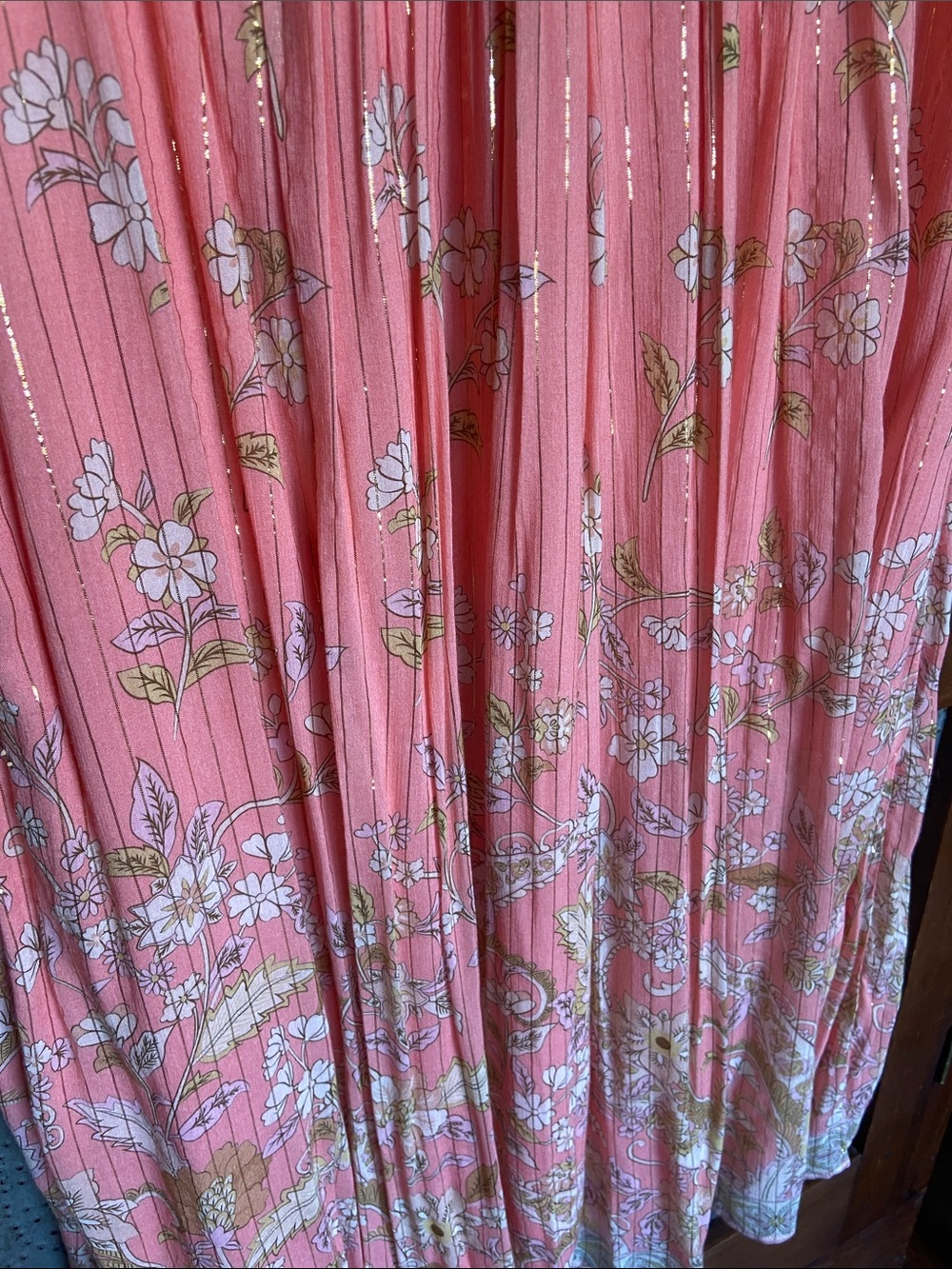 NWOT Spell & the Gypsy Hendrix Pink Gold Metallic Boho Flowy Dress Size M - Picture 8 of 9